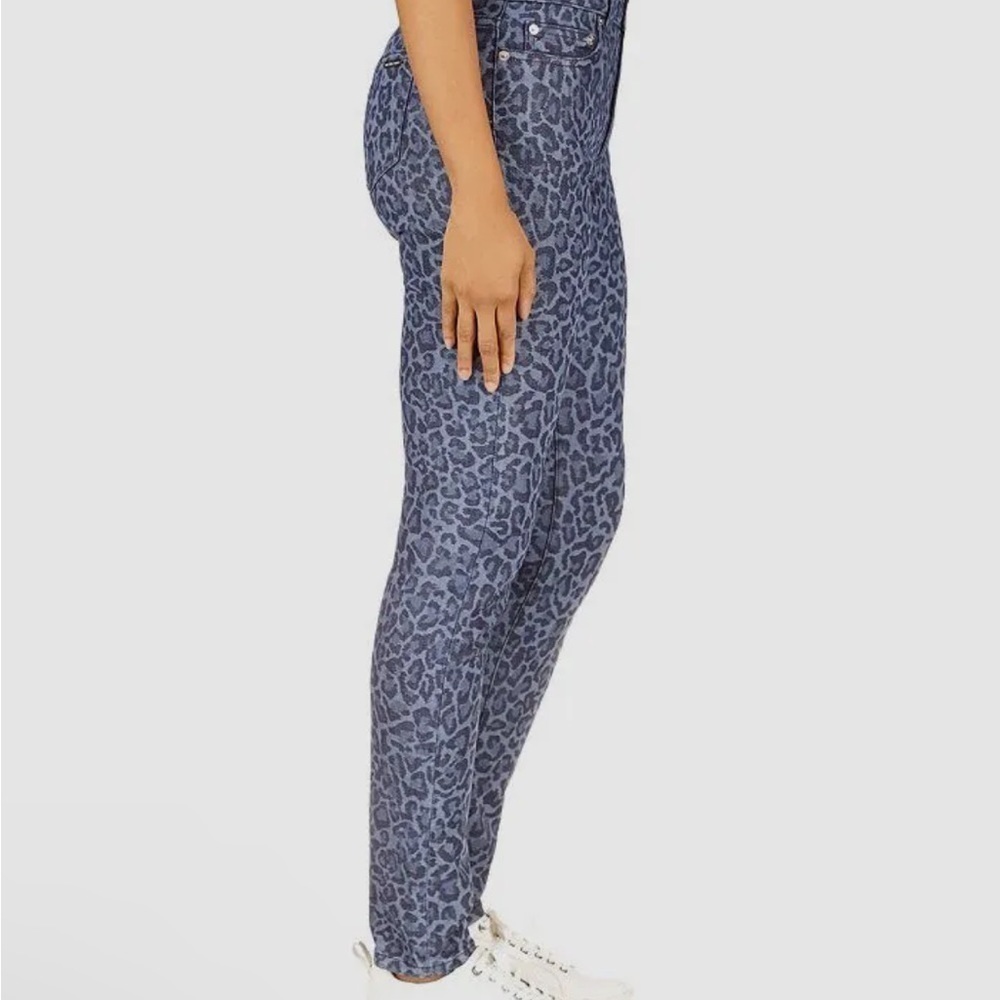 NWT Michael Kors Womens Blue High-Rise Skinny Leopard Denim Jeans Pants Size 6 P - Picture 10 of 13